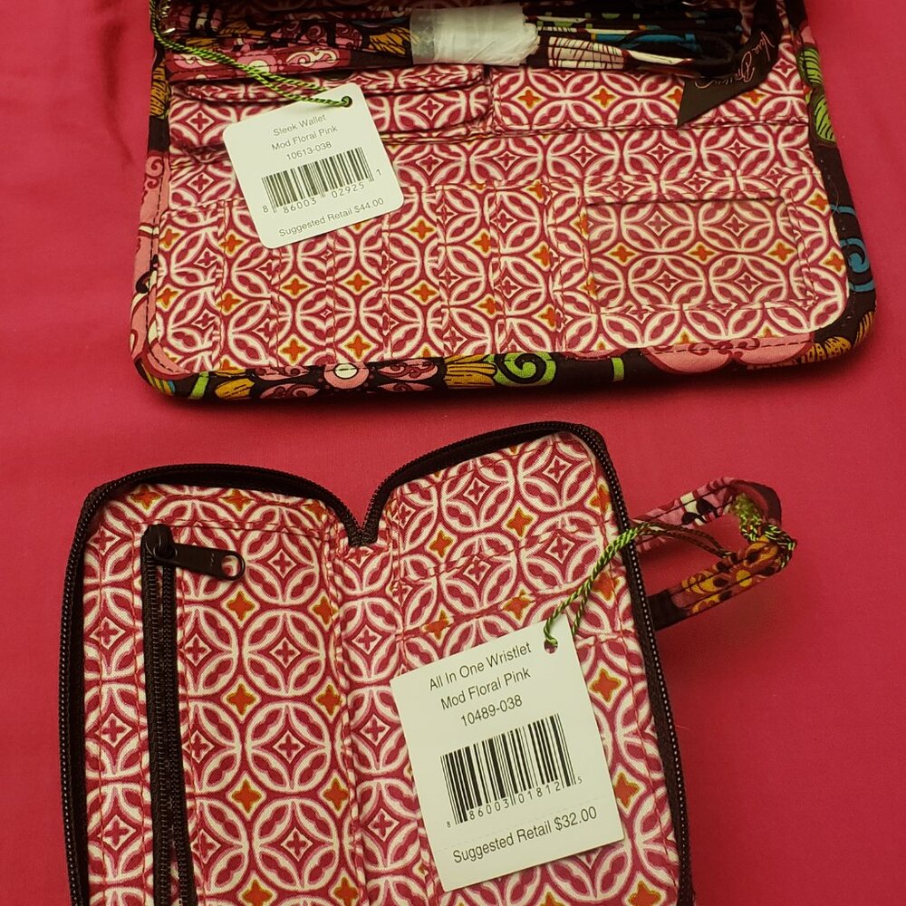 Brand New Vera Bradley Mod Floral Pink Tote w/ Wallet & Wristlet Set - Picture 11 of 11